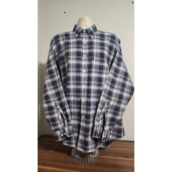 Brooks Brothers 346 S XL Grey/Blue Plaid LS Button-down Shirt Cotton - Picture 1 of 6